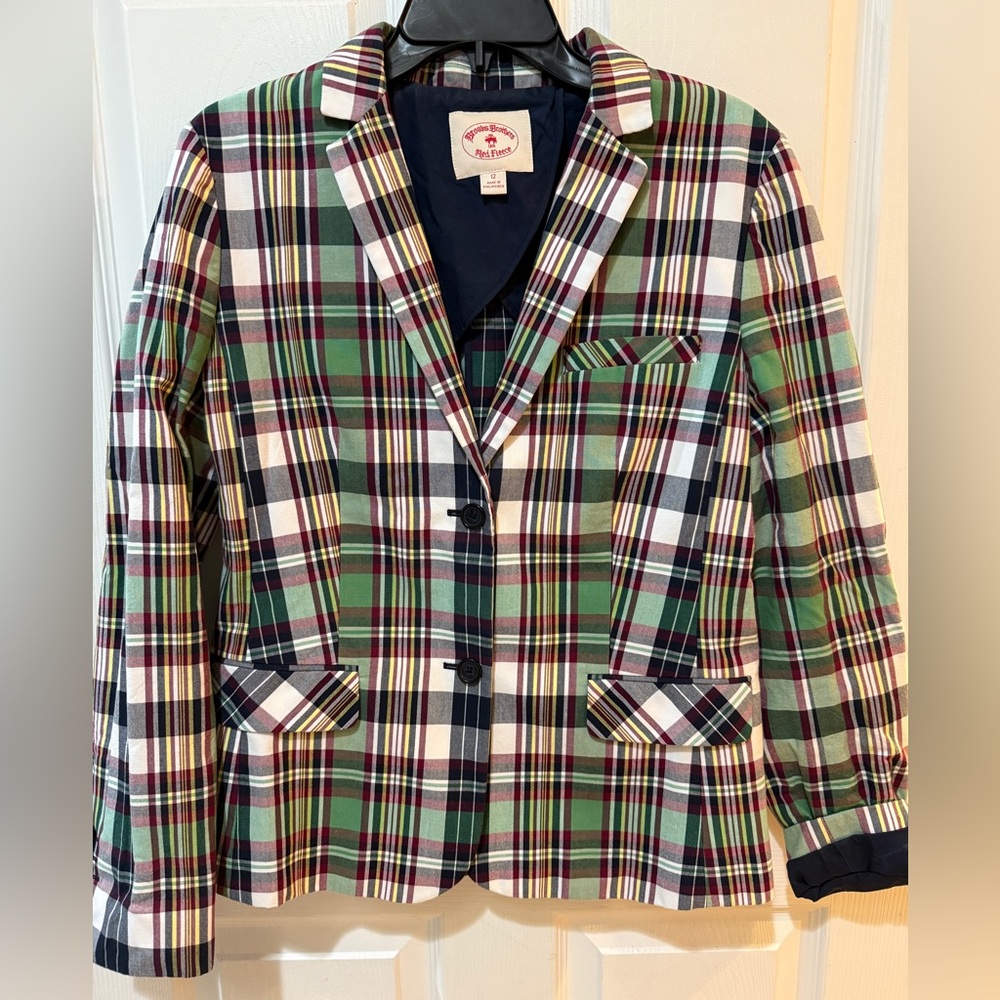Brooks Brothers Green Navy White Red Plaid Blazer